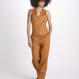 gilet in lino 16V528LI011 P632 CHESTNUT ines de la fressange 