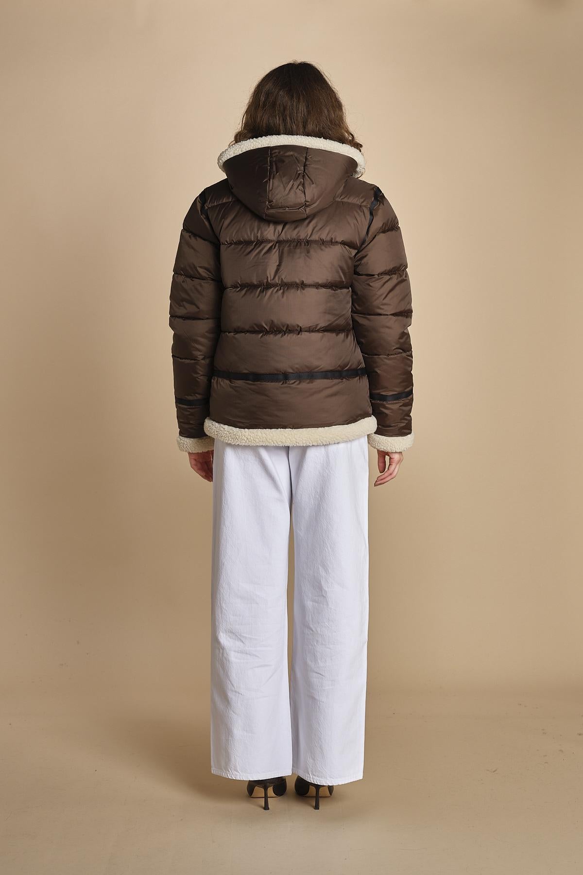 piumino con cappuccio IDAK2 BROWN schott 
