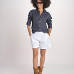 Camicia maschile in lino M012 38 BLU milaura 