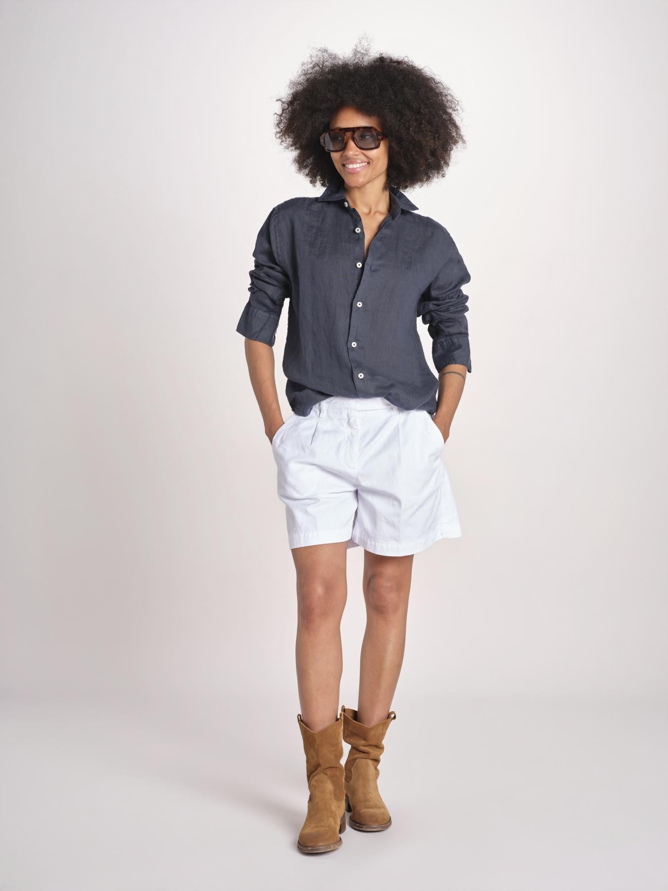 Camicia maschile in lino M012 38 BLU milaura 
