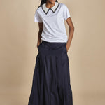 F0714 t-shirt con colletto ricamato F07141571101 BIANCO n21 