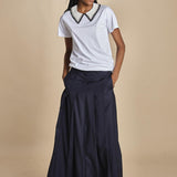 F0714 t-shirt con colletto ricamato F07141571101 BIANCO n21 