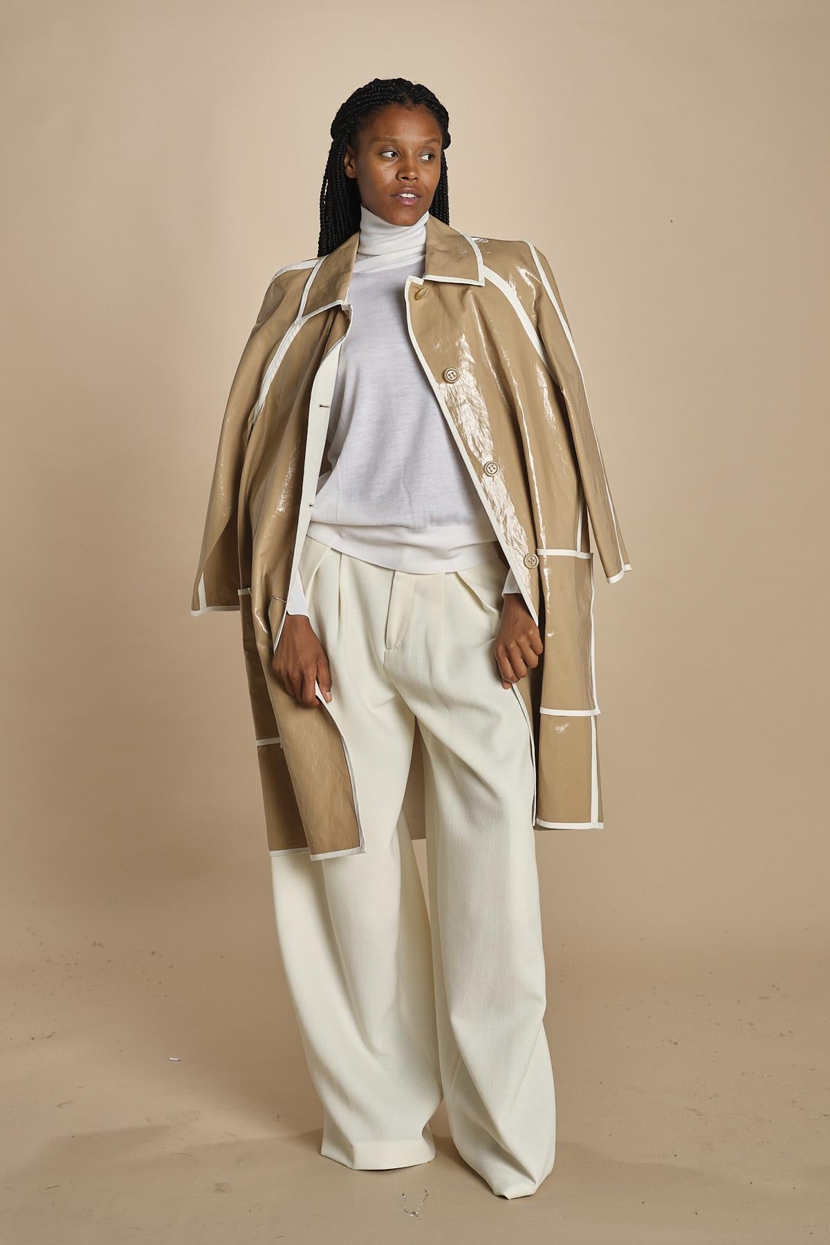 pantalone con pinces in lana NINA PLEAT CA1398 CHALK berwich 