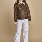 bomber montone più patch aviatore. LCAVIATORBD BROWN schott 