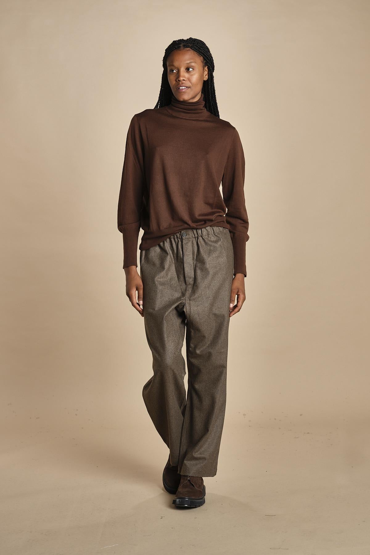 PINOT pantalone in flanella con elastico PINOT MINK MELANGE sofie d'hoore 