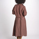 camicia in lino con coulisse LEILA SOFTLINEN BROWN true avenue 