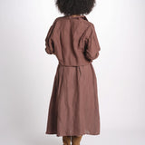 camicia in lino con coulisse LEILA SOFTLINEN BROWN true avenue 