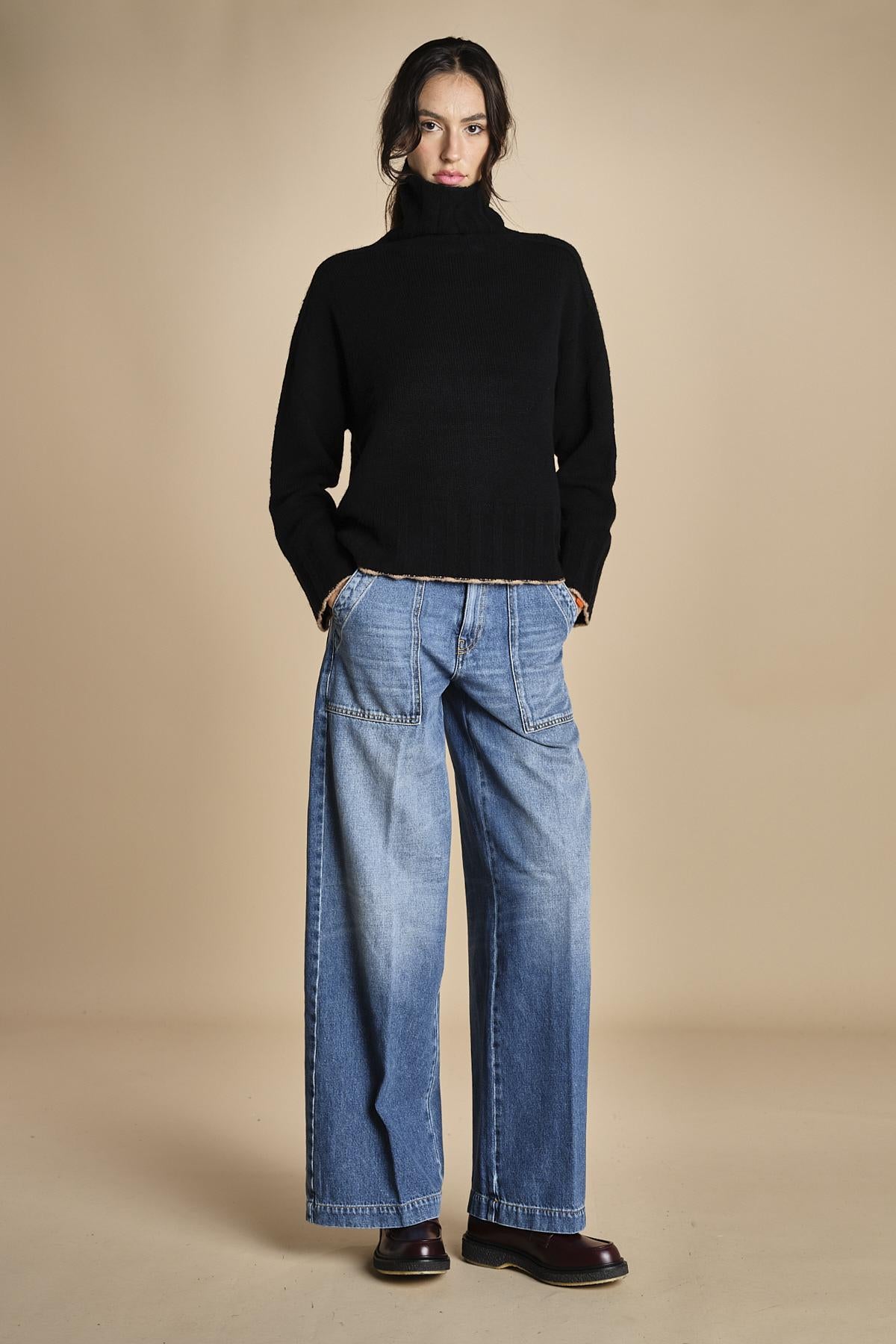 maglia dolcevita over SAMANTHA NERO CAMMELLO tenne' 