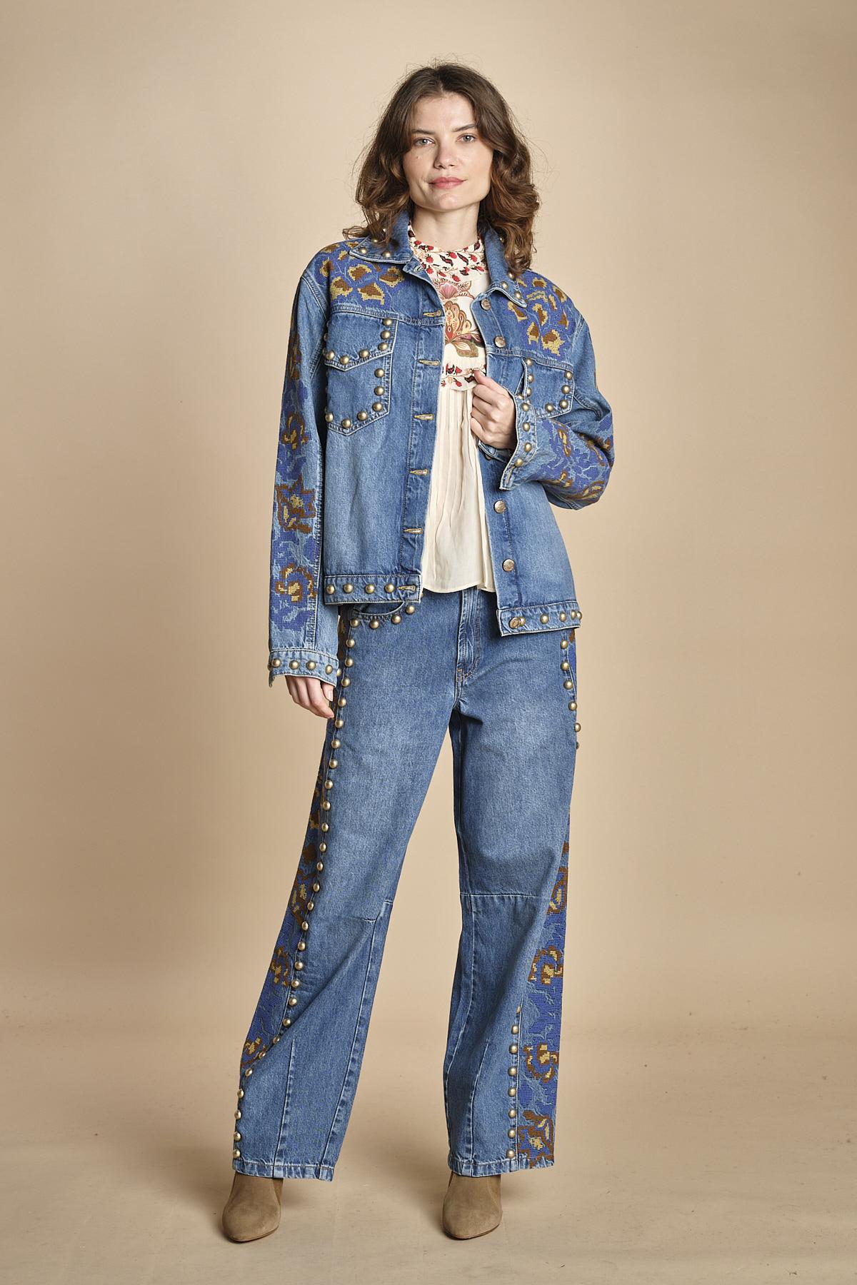 giubbino in denim con borchie DETAILS STUDS 340608 L0034 farm rio 