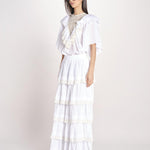 gonna lunga con balze DOLLY SKIRT DOLLY1SKI WHITE antik batik 