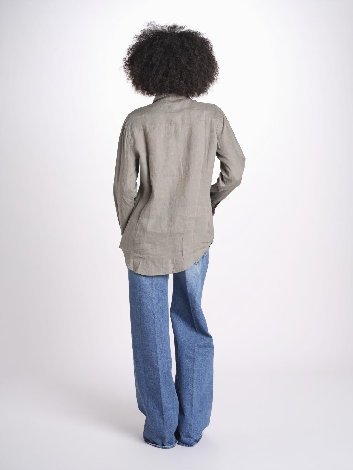 camicia uomo lino con automatici SABRILI MILITARE milaura 