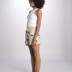 short cocco più palme BE25125 BEIGE GREEN benaras soleil 