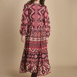 abito lungo con stampa geometrica GRAPHIC AINIKA 339938 RED farm rio 