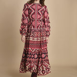 abito lungo con stampa geometrica GRAPHIC AINIKA 339938 RED farm rio 