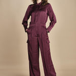 tuta in raso con zip CARMY PRUNE ba&sh 