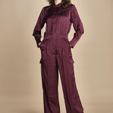 tuta in raso con zip CARMY PRUNE ba&sh 