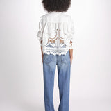 camicia con ricami fiori e nervature 351181 OFF-WHITE L0025 farm rio 