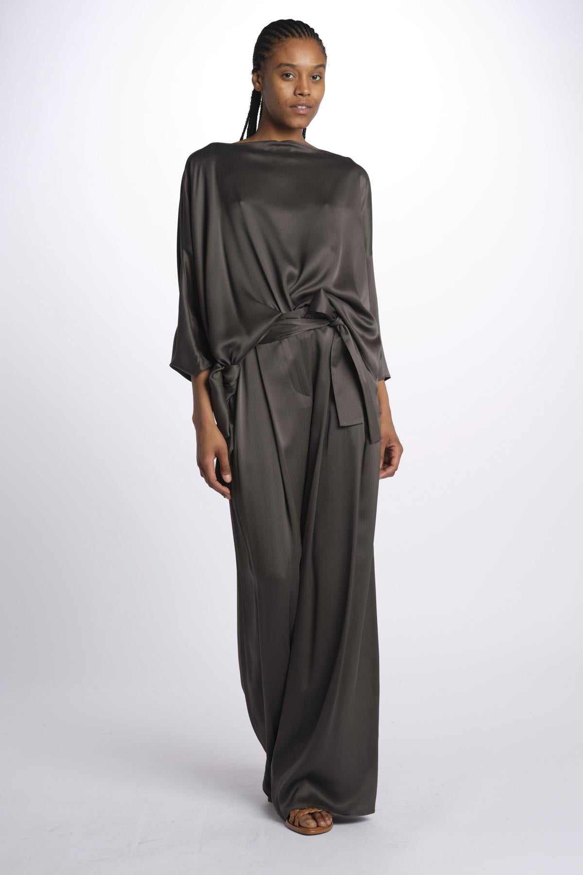2881 camicia asimmetrica in crepe satin 2881 STONE dusan 