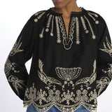 Camicia  KINGSLEY ricamo fiore 091 BLACK sea ny 