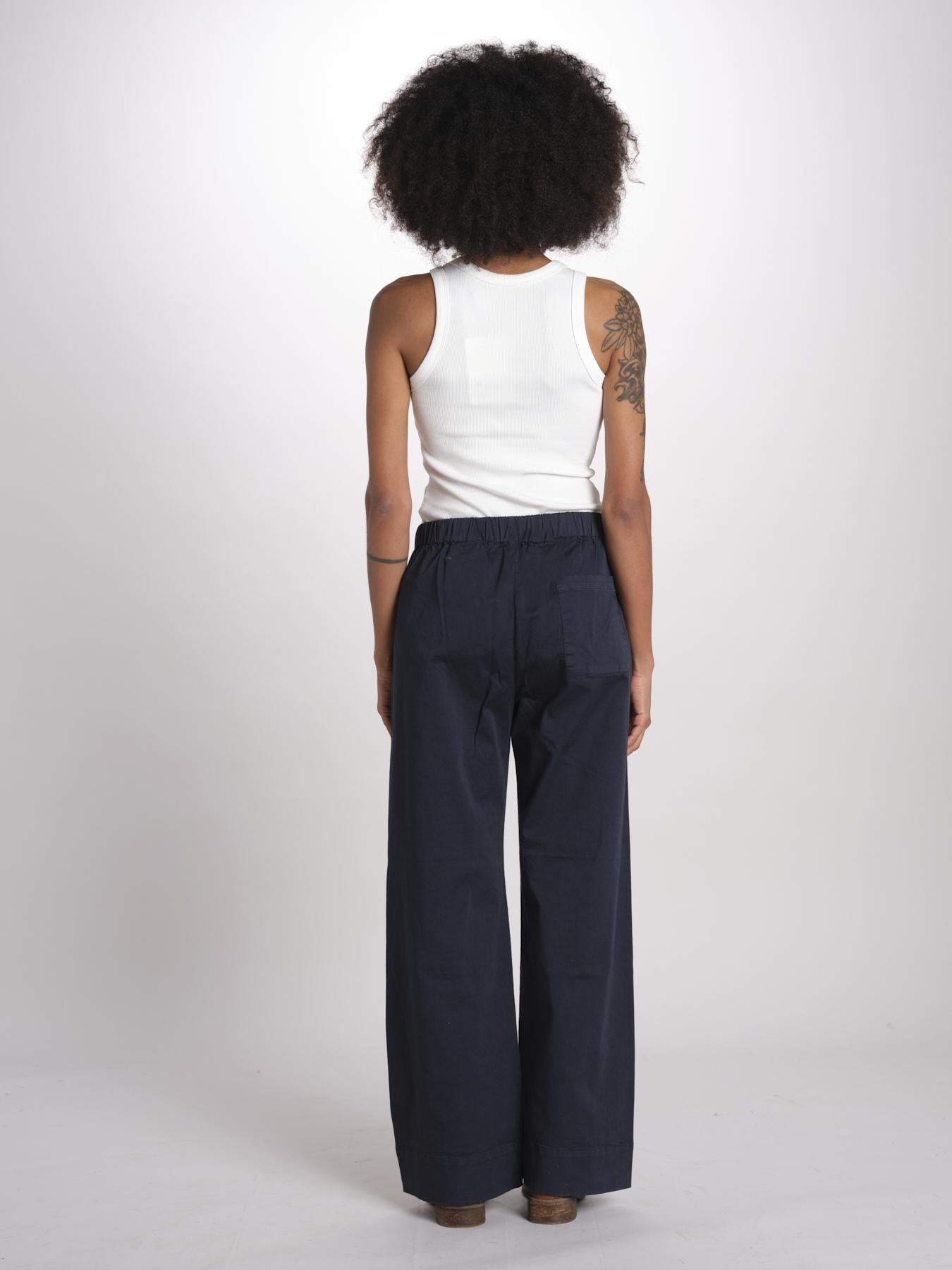 pantaloner dritto con eleastico in vita PENSIL BLU true avenue 