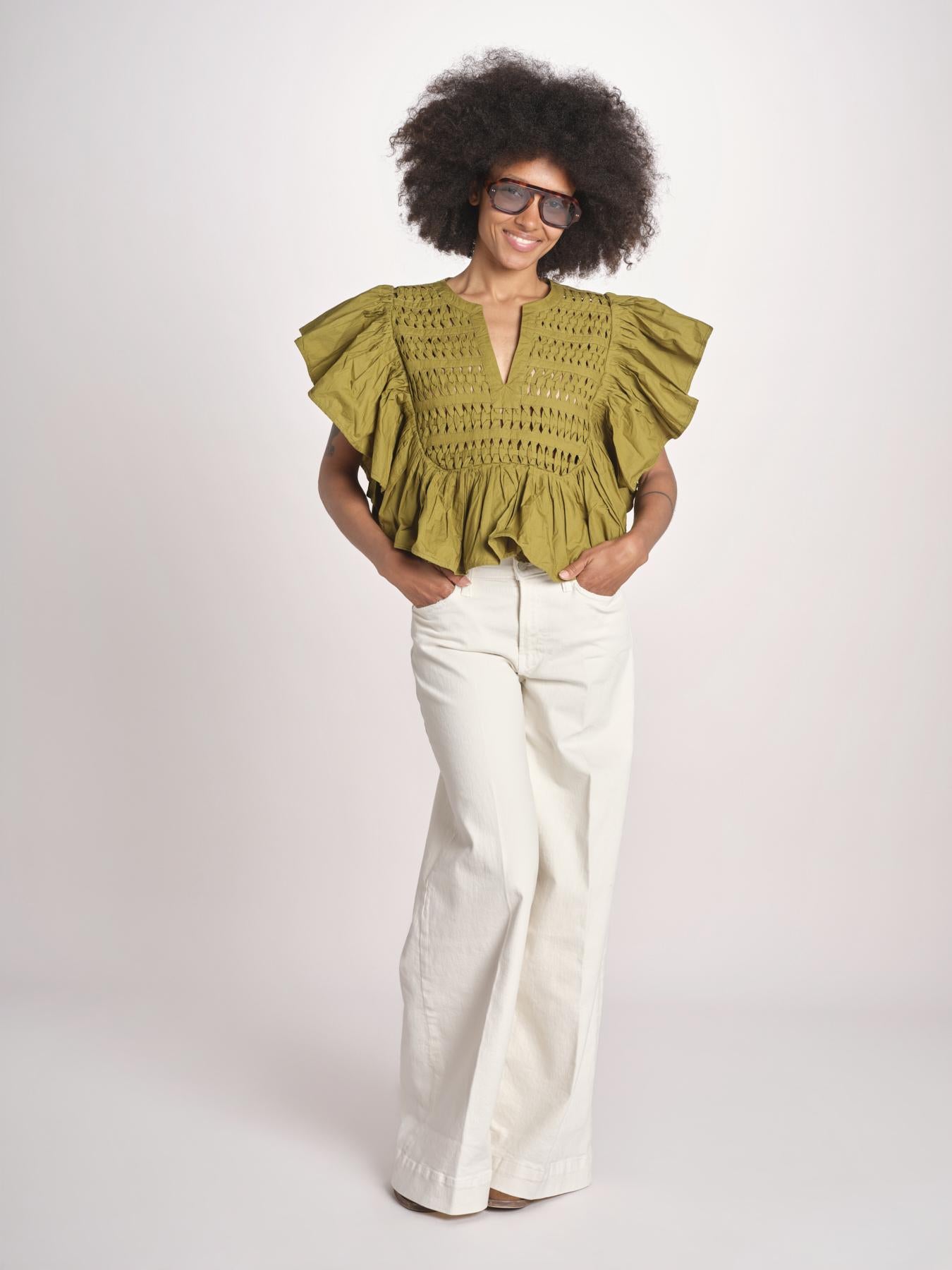 camicia con maniche a sbuffo TOMMIE KOMBU GREEN scarlett poppies 