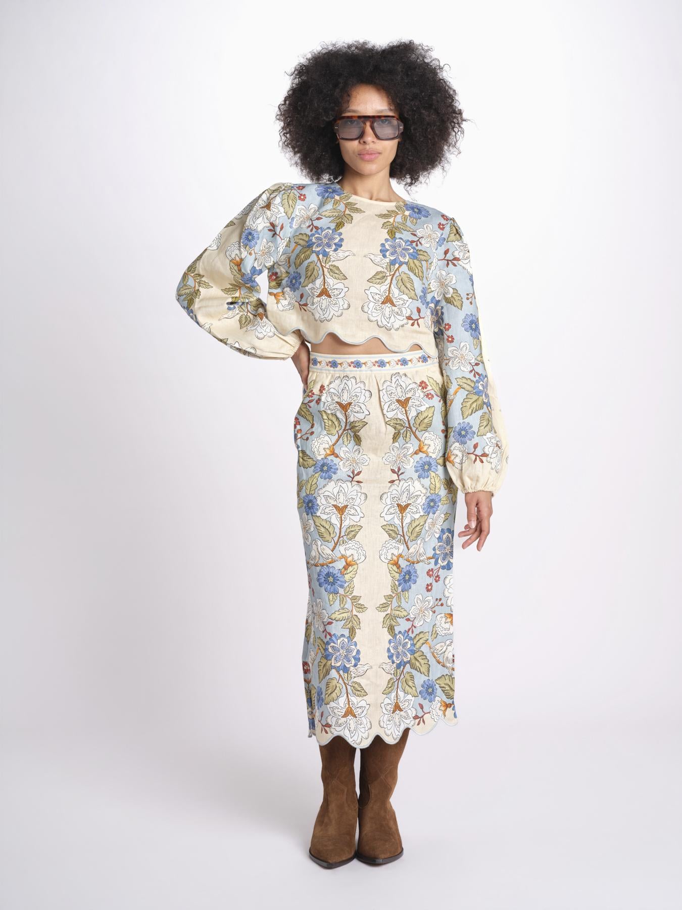 camicia cropped stampata 350502 GARDEN BLU 26046 farm rio 