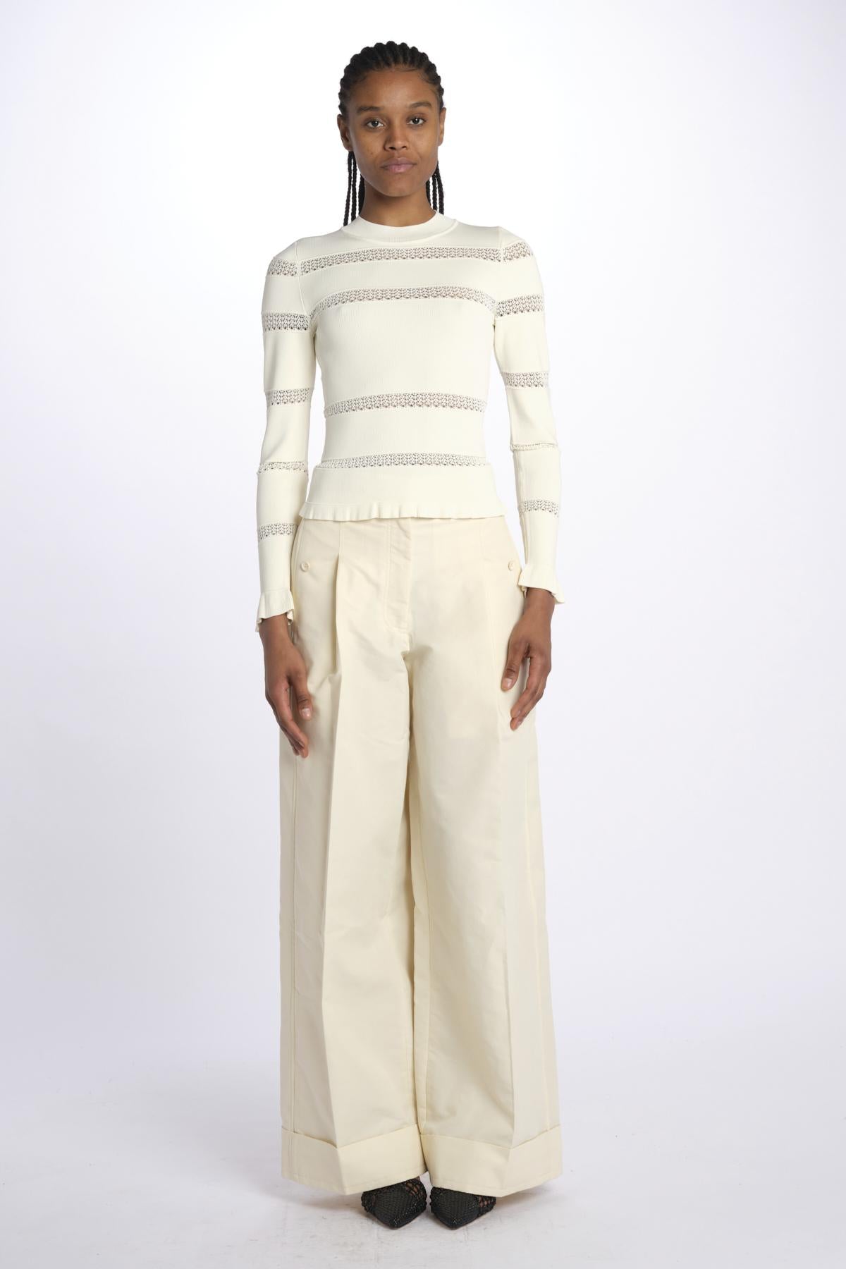 Maglia DEVON m/l inserto pizzo 020 CREAM sea ny 