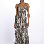 Abito DITTA lungo stampa zig zag S25022 BLACKANDWHITE sundress 