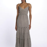 Abito DITTA lungo stampa zig zag S25022 BLACKANDWHITE sundress 