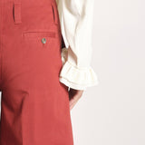 pantalone largo con nervature tinto in capo ORIANA 540 801 48 MATTONE quelledue 
