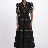 Abito ROSEMARY midi con rouches ROSEMARY 1726 BLACK scarlett poppies 