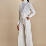 HIGH WAIST pantalone con cintura di seta E16P01 ns97 white martin grant 
