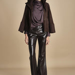 TULLAH camicia con drappeggio F25-142 039 CHOCOLATE oscar 