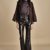 TULLAH camicia con drappeggio F25-142 039 CHOCOLATE oscar 