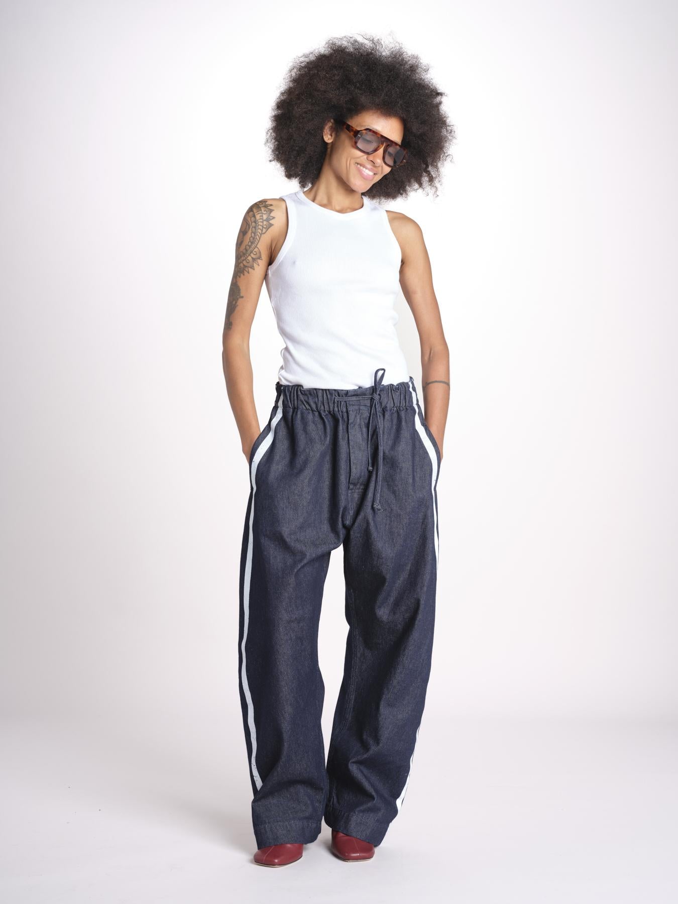 denim con coulisse e bande MILVA C44D DENIMBLU milaura 