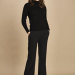 pantalone lungo a zampa. PAOLINA PL142 NERO nine in the morning 