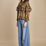 camicia stampa etno lurex PIXIE OCRE ba&sh 