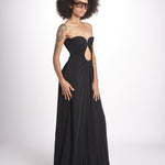 abito lungo con scollo cuore in jersey THE FLORENCE CR339 BLACK misha 