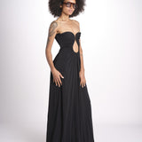 abito lungo con scollo cuore in jersey THE FLORENCE CR339 BLACK misha 