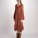 abito in chiffon con maniche over WILHELMINA RUGGINE malina 
