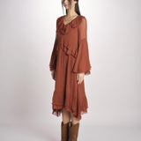 abito in chiffon con maniche over WILHELMINA RUGGINE malina 