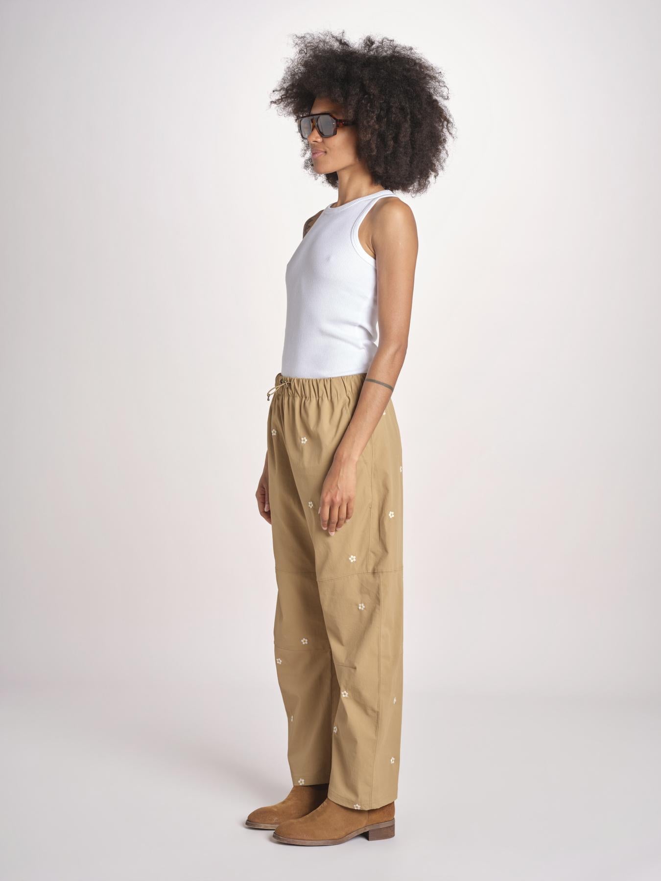 pantaloni con fiorellini ricamati THE EMBROIDERED OUTPOST OWB0008575 KHAKI the GREAT 