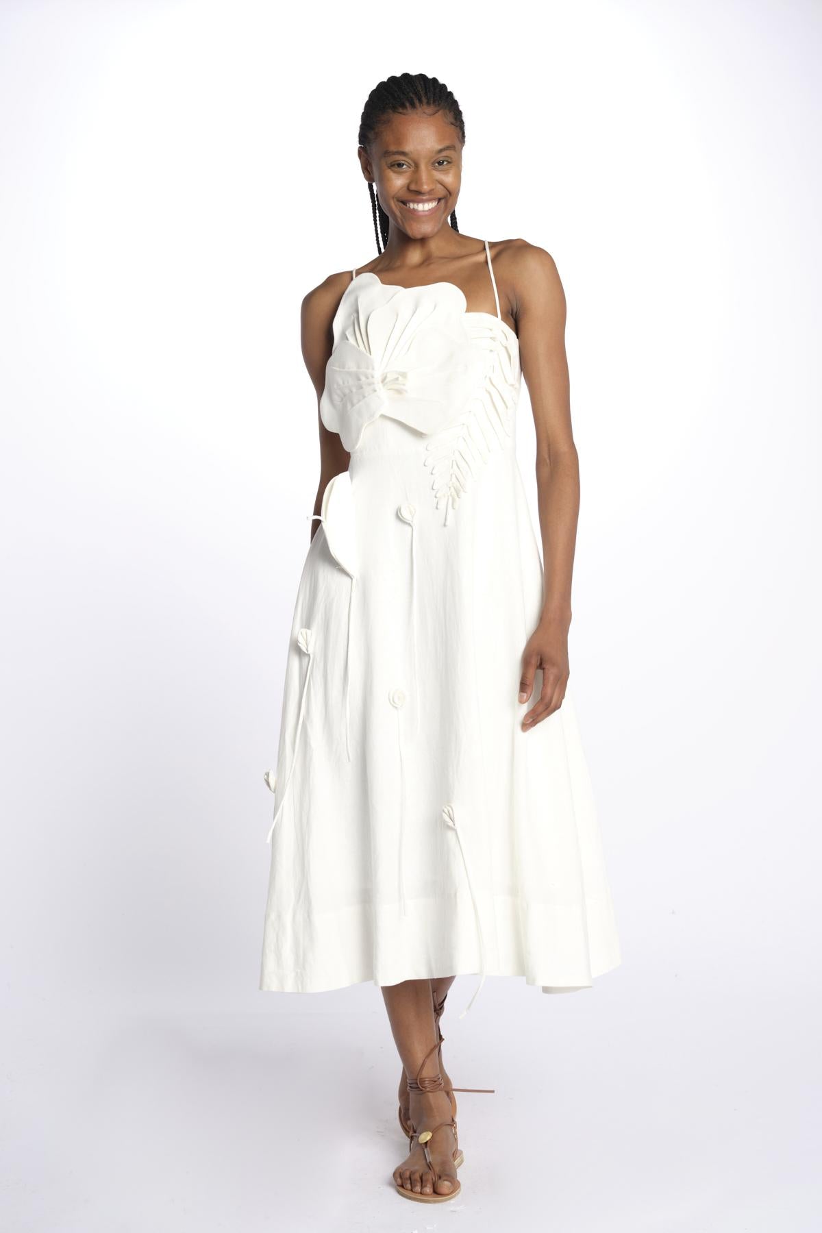 Abito GARDEN con fiore applicato 332746 OFFWHITE farm rio 