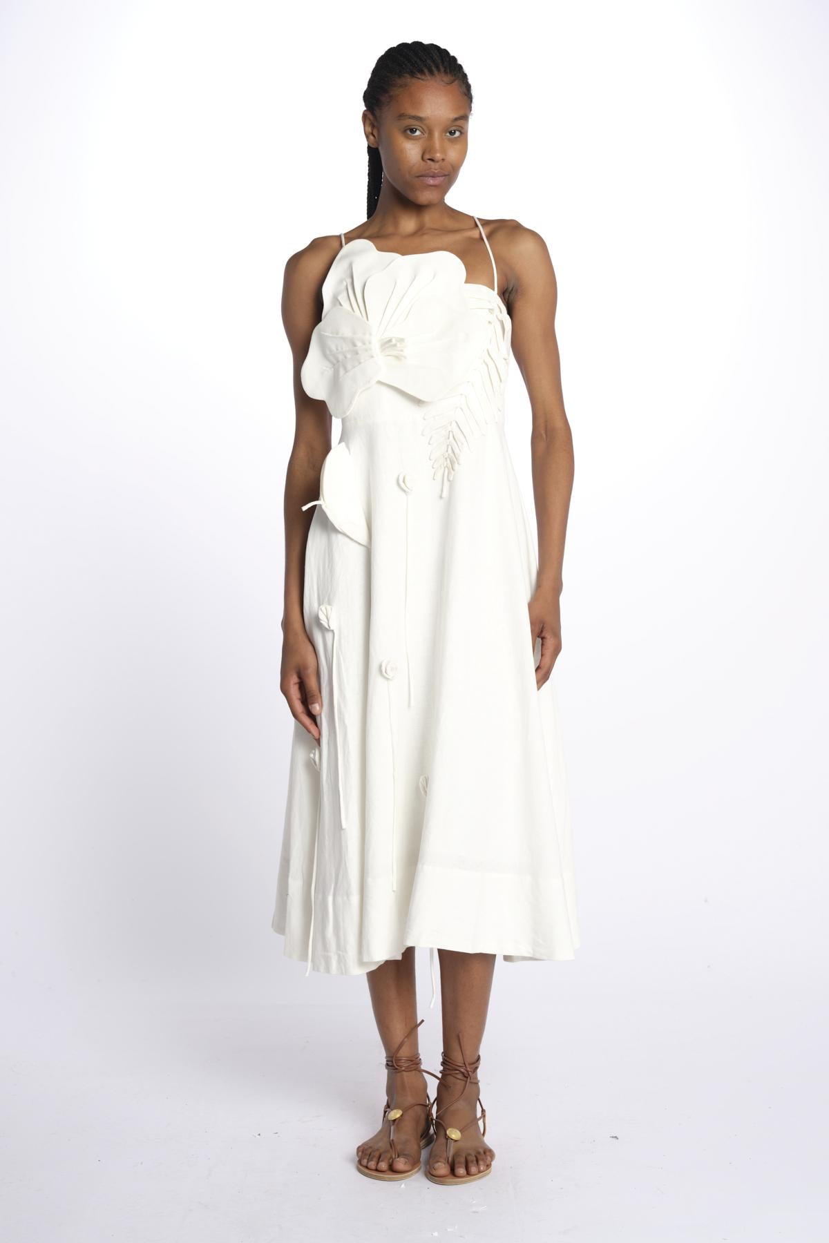 Abito GARDEN con fiore applicato 332746 OFFWHITE farm rio 