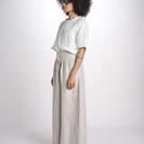 2906L pantaloni in lino spinato U2906L BEIGE dusan 