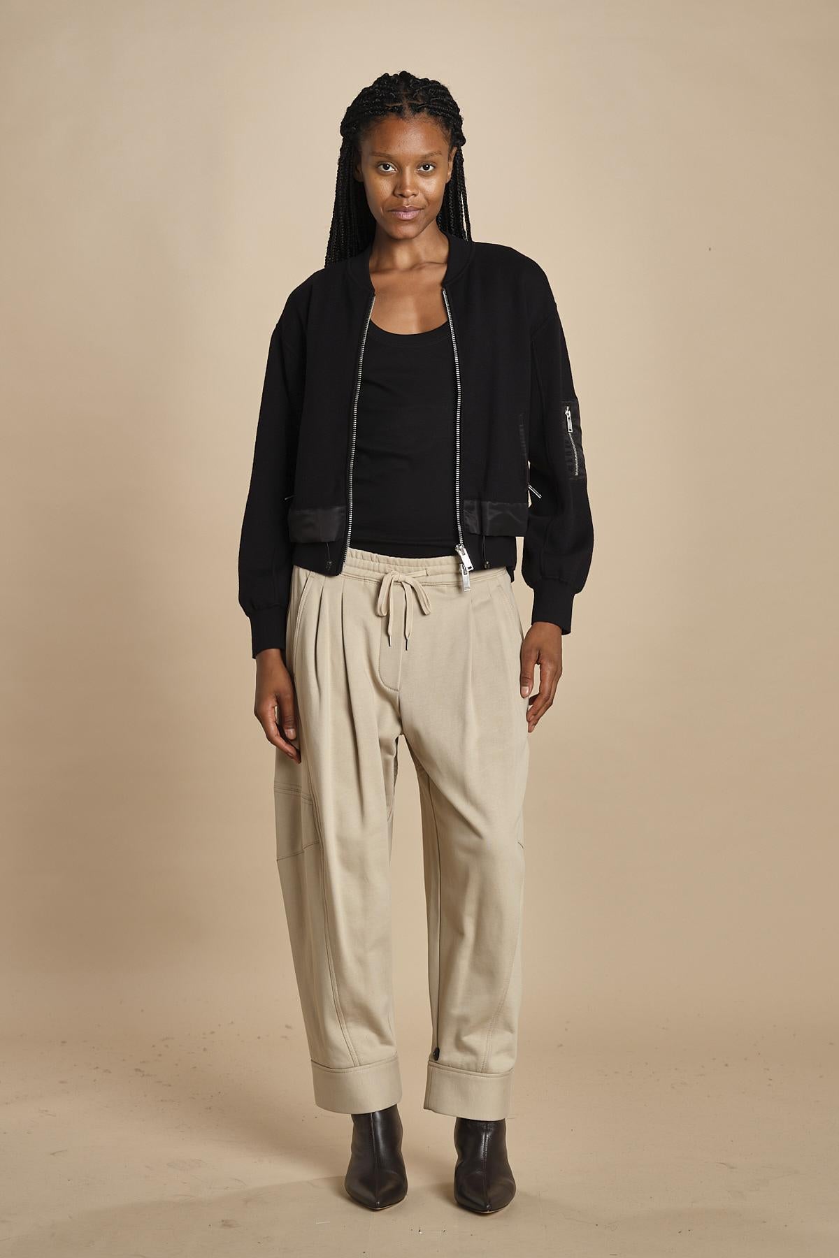 pantalone in felpa con pinces CURVED WIDE LEG 51321UFT CO310 CONCRETE phillip lim 