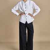 camicia con bottoni in swarosky RAMPLINGO WHITE laurence bras 