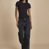 t-shirt a costine con manica corta THE RIB BABY TEE WE24JKT015 NERO frame 