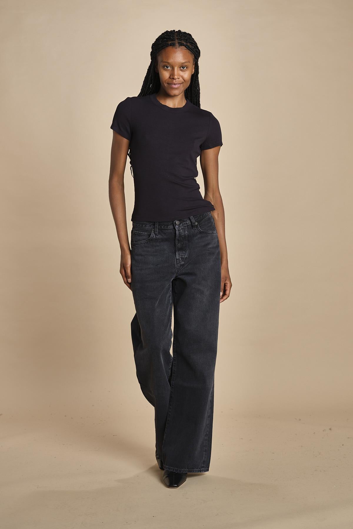 t-shirt a costine con manica corta THE RIB BABY TEE WE24JKT015 NERO frame 