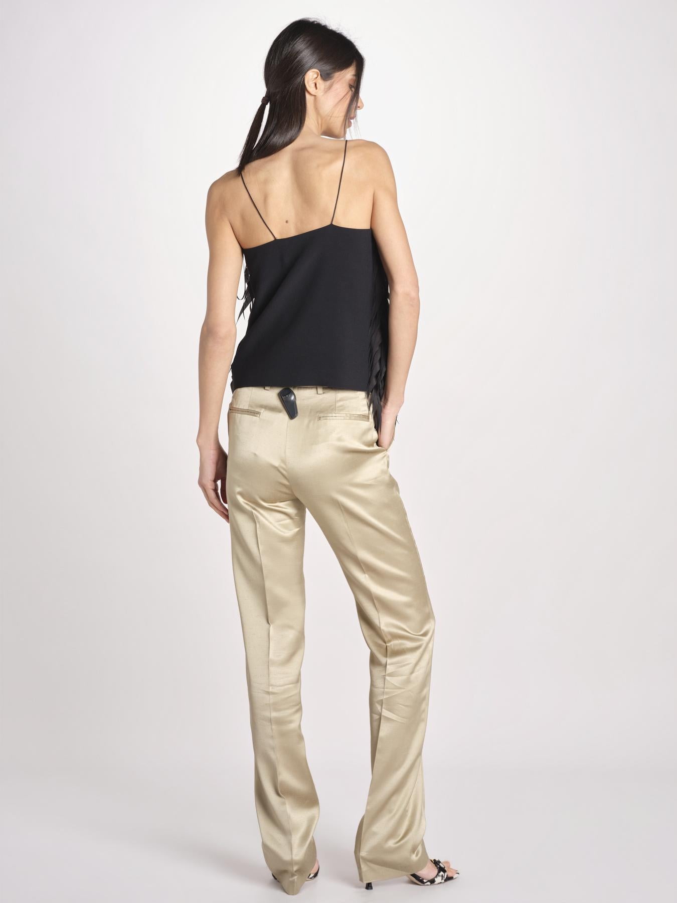 pantalone in shantung B033-5980-1186 KAKI CHIARO n21 